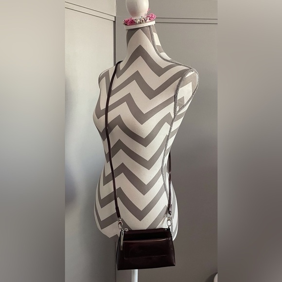 EUC, Beijo Mini-Bag, Dark Brown Patent Leather, Crossbody or Wristlet - Picture 3 of 8